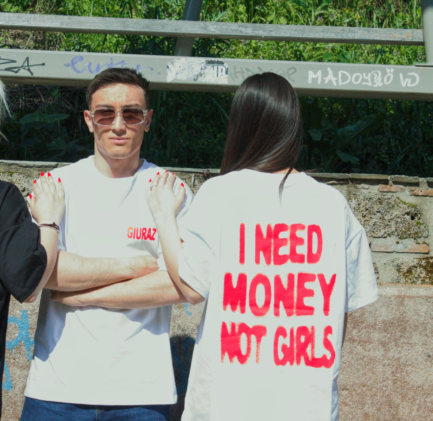 Giuraz Money Over Girls White oversized T-shirt