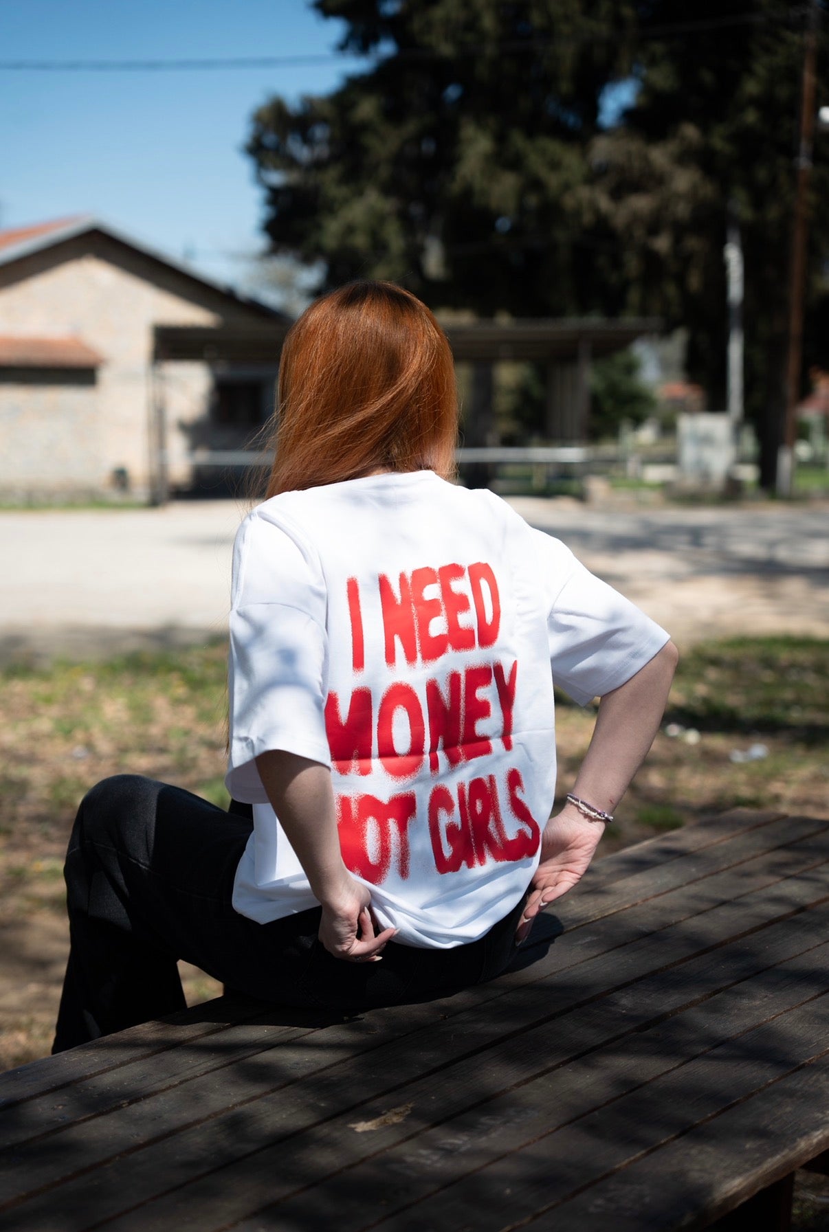Giuraz Money Over Girls White oversized T-shirt