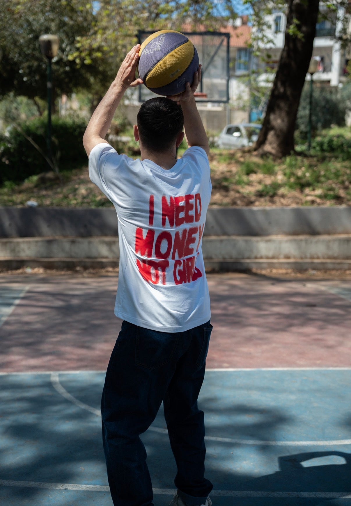 Giuraz Money Over Girls White oversized T-shirt