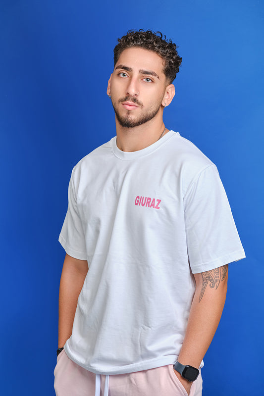 Giuraz T-shirt White-Pink